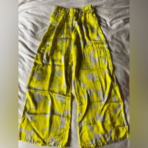 cream and lemon silky floral pant